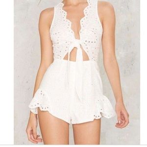 Eyelet Lace White Flirty Romper